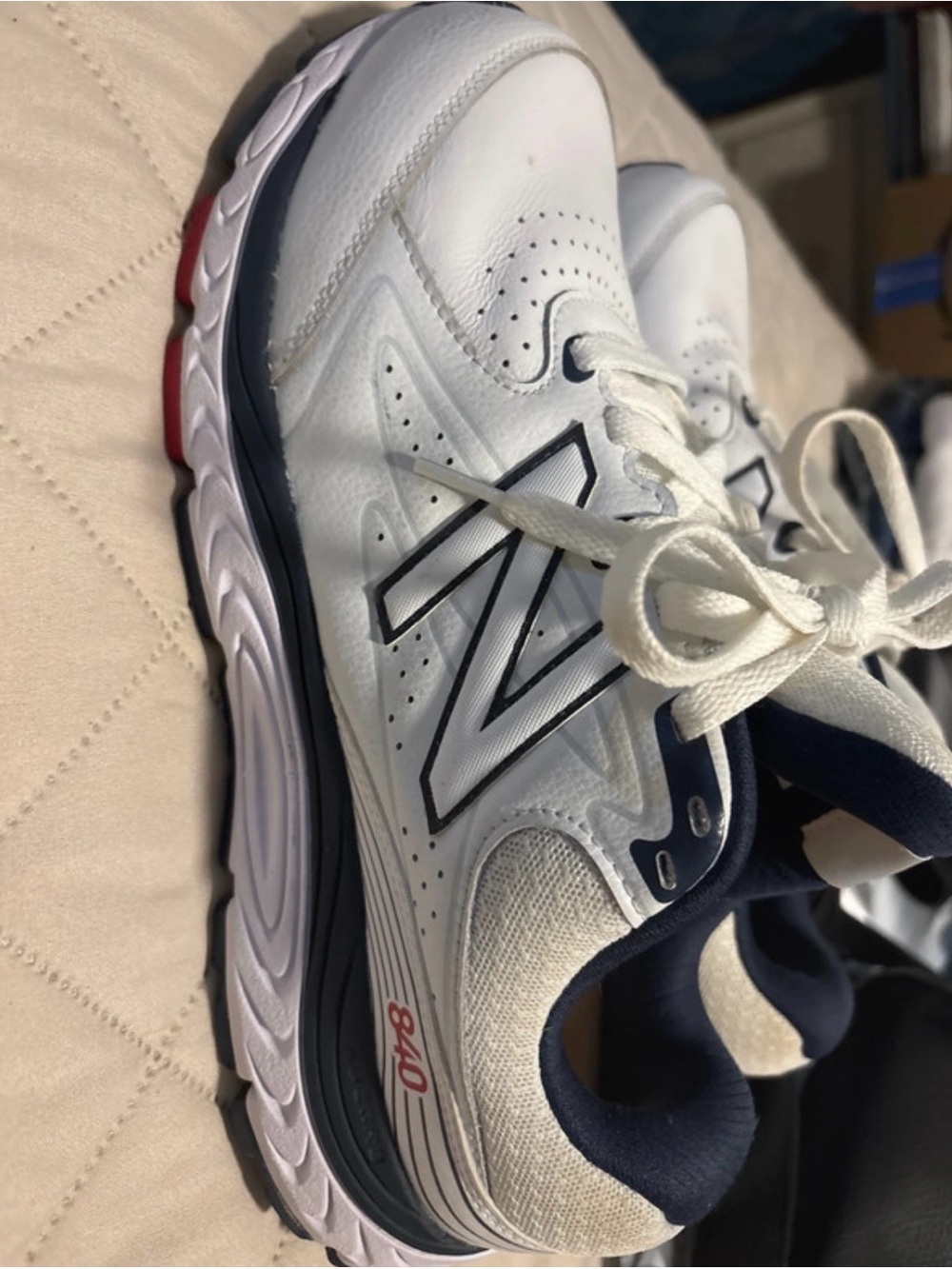 New Balance White Navy Red Men's Running Sneakers